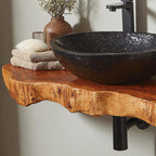 Floating Edge Bathroom Wood Shelf, solid wood, built to order