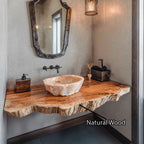 Compact Rustic Bathroom Floating Shelf with Stylish Design, solid wood, built to order