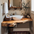 Floating Bathroom Corner Shelf, solid wood, built to order