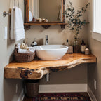 Floating Bathroom Corner Shelf, solid wood, built to order