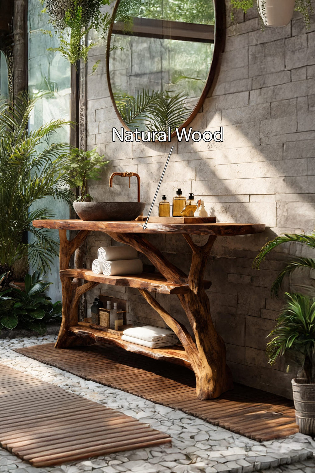Handcrafted Live Edge Bathroom Vanity, solid wood, built to order