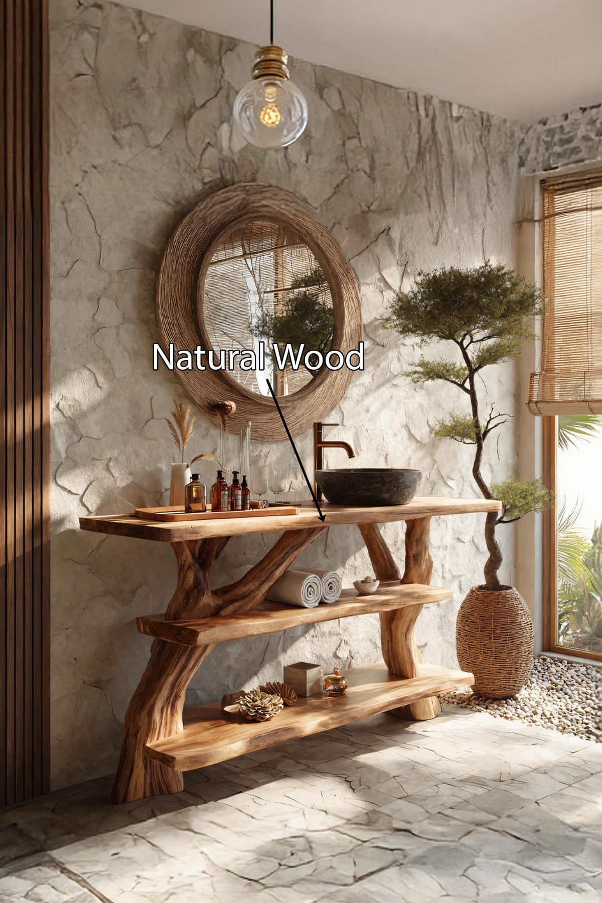 Solid Live Edge Slab Vanity