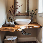 Floating Bathroom Corner Shelf Vanity, solid wood, built to order
