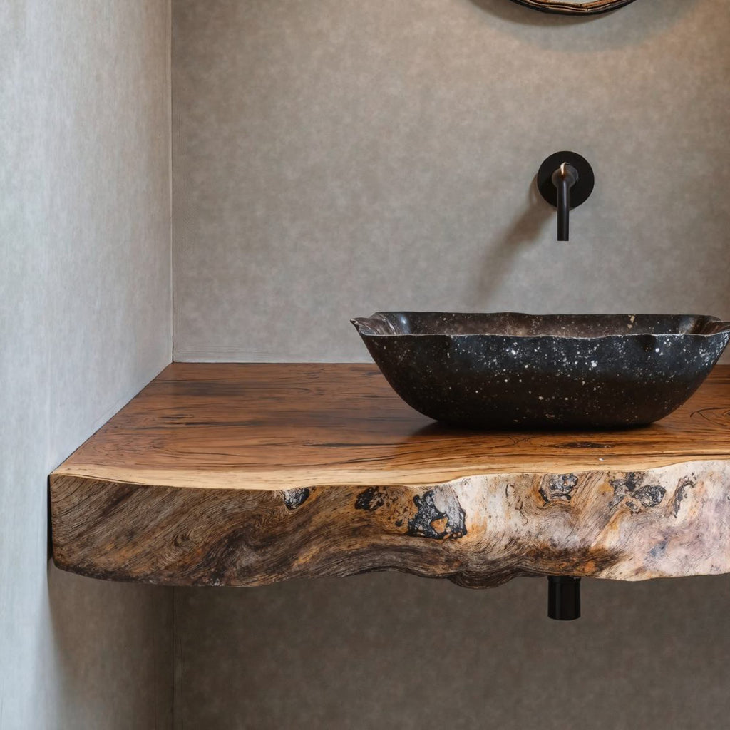 Custom Bathroom Floating Shelf for Rustic Vanity Styles, solid wood, built to order