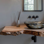 Custom Rustic Floating Bathroom Vanity Shelf with Charm, solid wood, built to order
