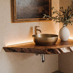 Handcrafted Counter Bathroom Corner Shelf, solid wood, built to order