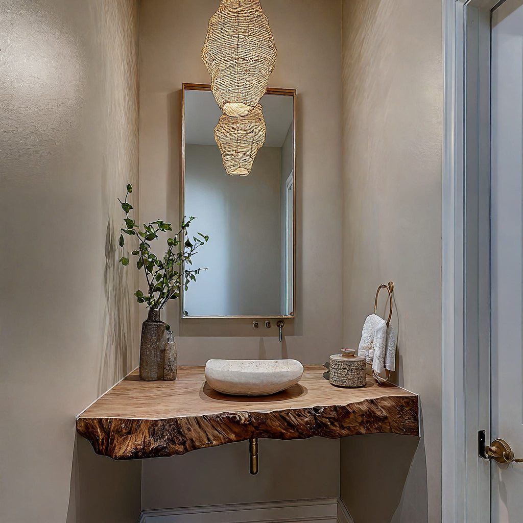 Mid Century Solid Vanity Bathroom Remodel, solid wood, built to order