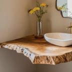 Handcrafted Bathroom Floating Shelf with Finish, solid wood, built to order