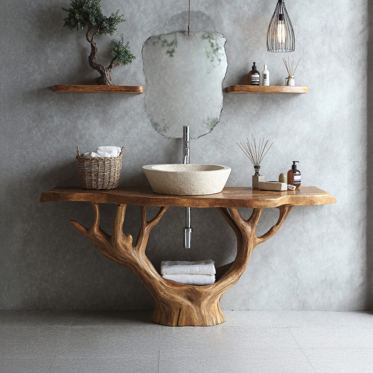Minimalist Floating Vanity Design, solid wood, built to order