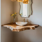 Handcrafted Bathroom Floating Shelf with Finish, solid wood, built to order