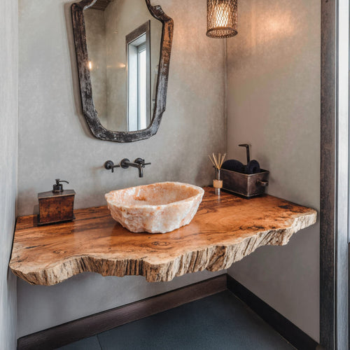 Compact Rustic Bathroom Floating Shelf with Stylish Design, solid wood, built to order