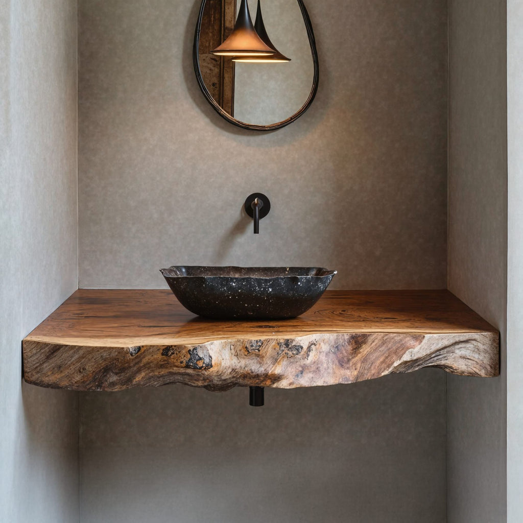 Custom Bathroom Floating Shelf for Rustic Vanity Styles, solid wood, built to order