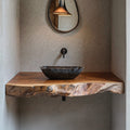 Custom Bathroom Floating Shelf for Rustic Vanity Styles, solid wood, built to order