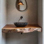 Custom Bathroom Floating Shelf for Rustic Vanity Styles, solid wood, built to order