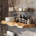 Handcrafted Counter Bathroom Vanity Shelf, solid wood, built to order