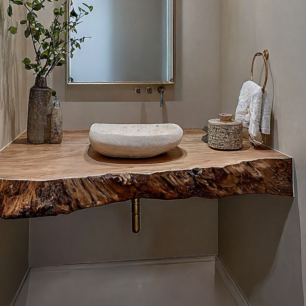 Mid Century Solid Vanity Bathroom Remodel, solid wood, built to order