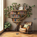 Black Tree Bookshelf Floating Shelf Bookcase, solid wood, built to order
