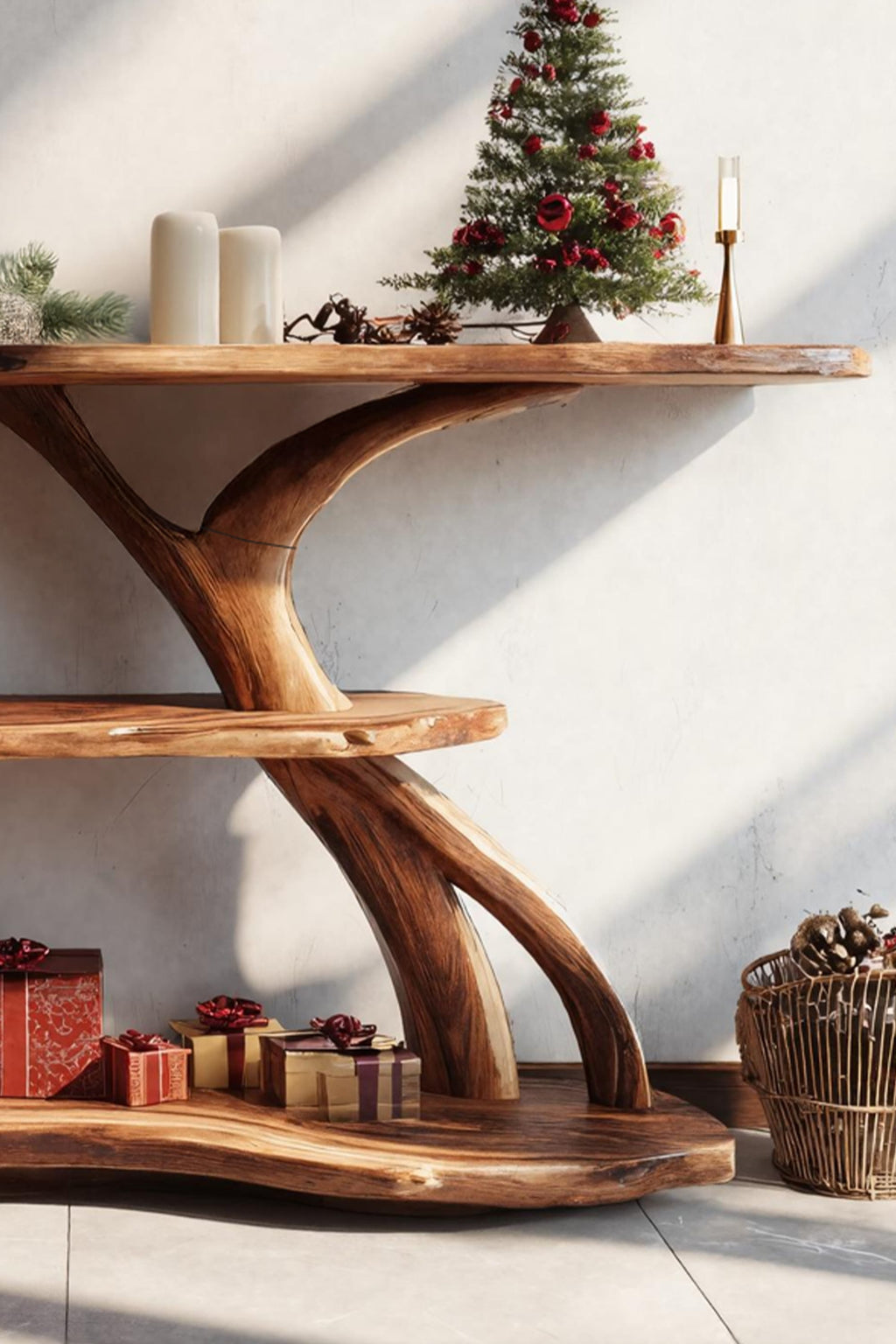 Solid Sleek Mid Century Console Table