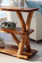 Live Edge Sleek Mid Century Console Table