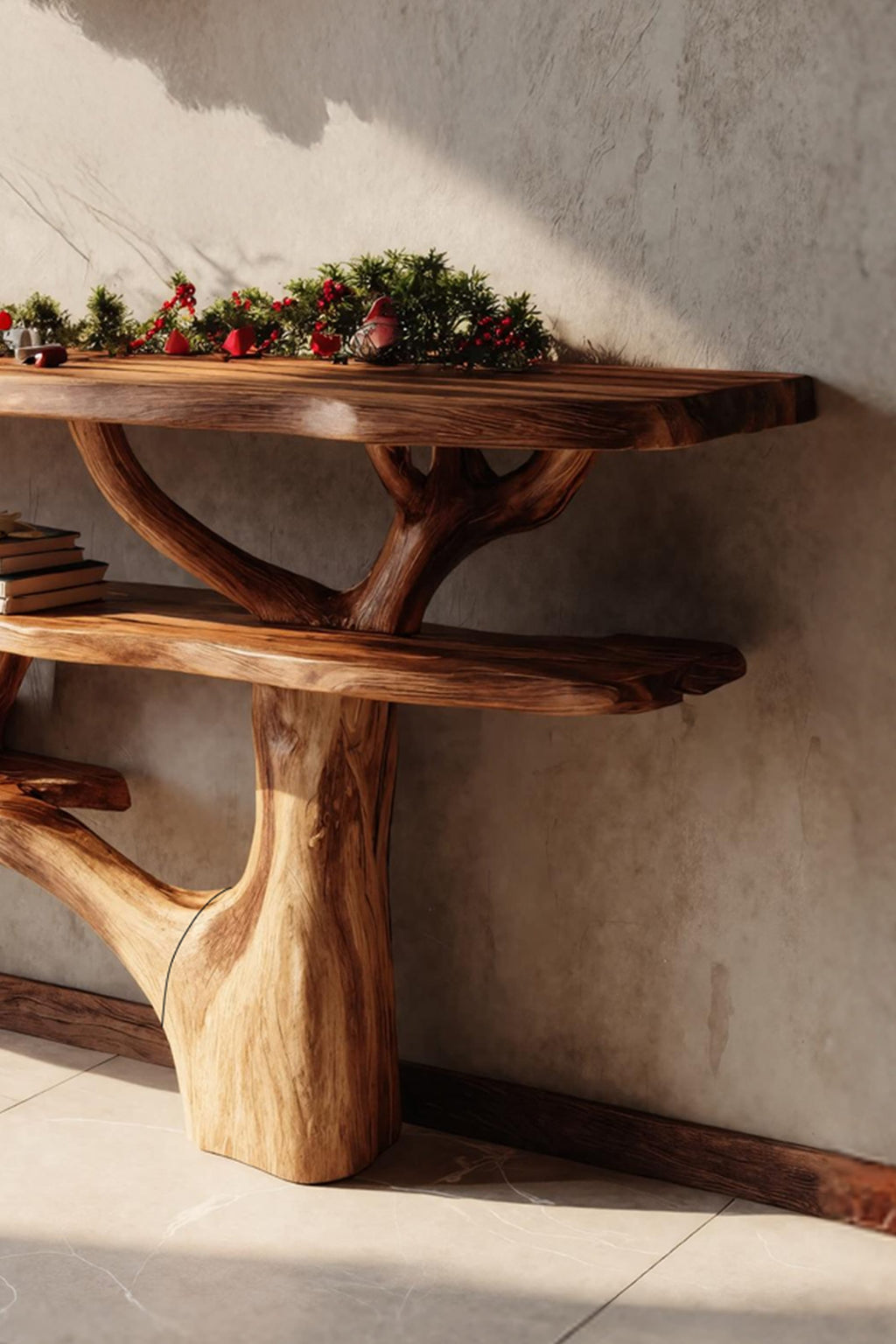 Live Edge Behind Mid Century Console Table
