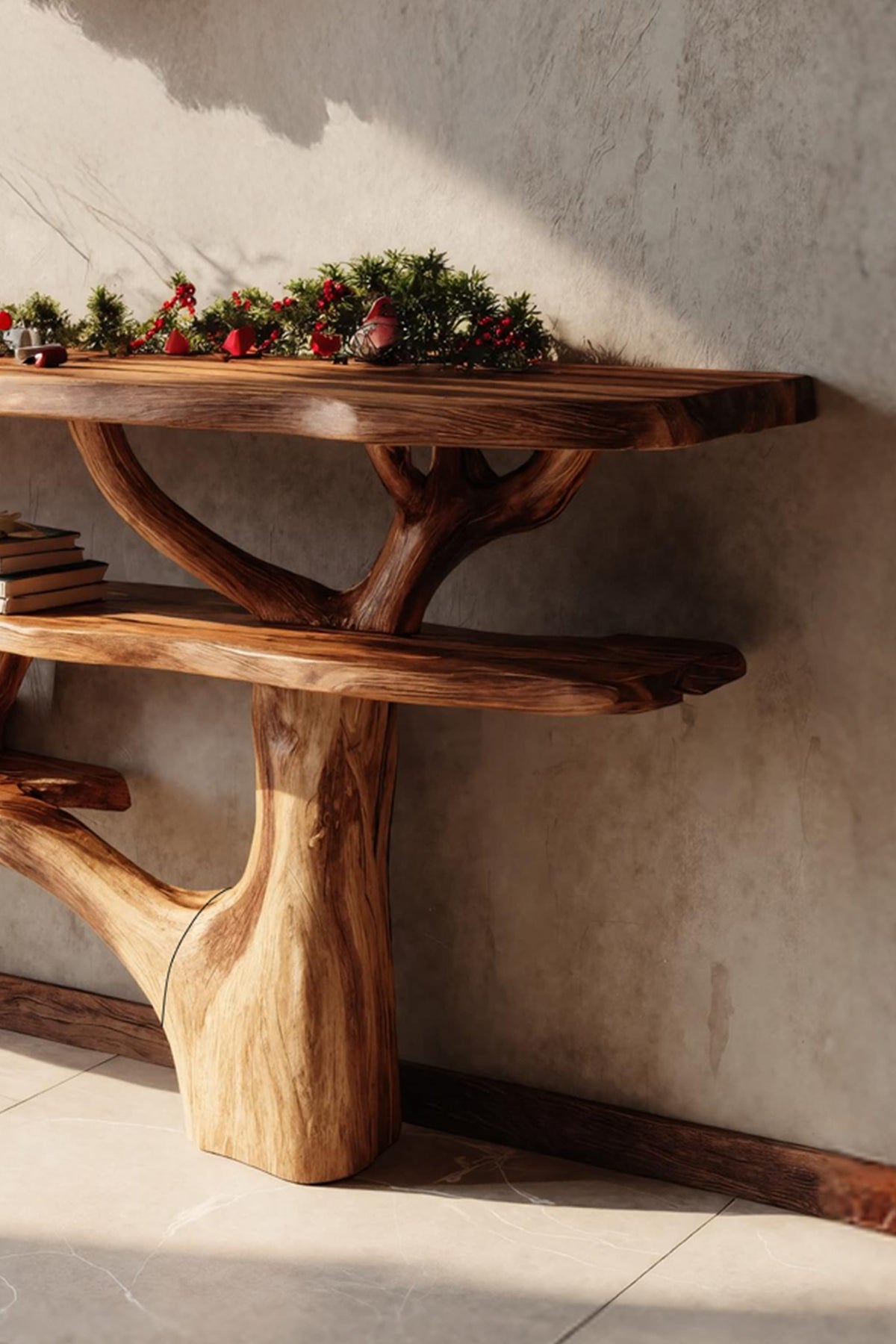 Live Edge Behind Mid Century Console Table