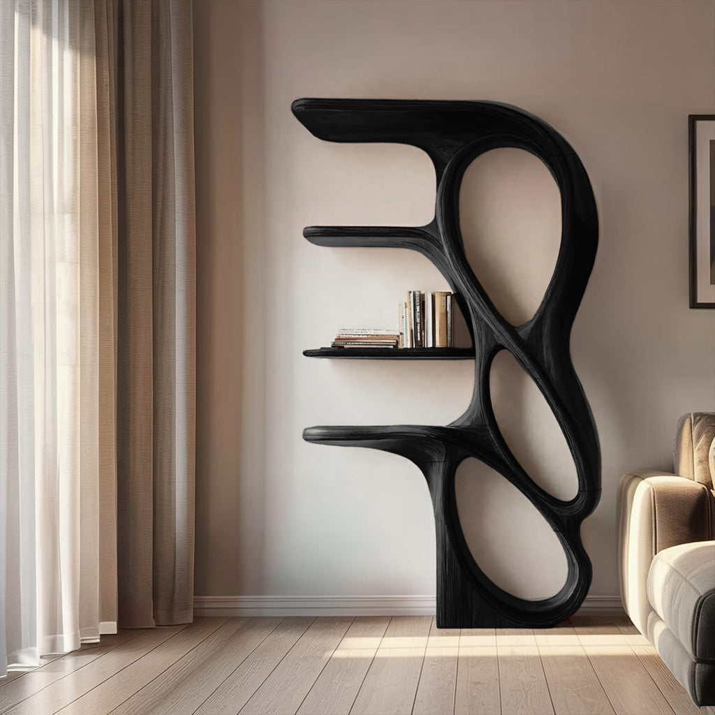 Contemporary Art Bookshelf, solid wood, built to order