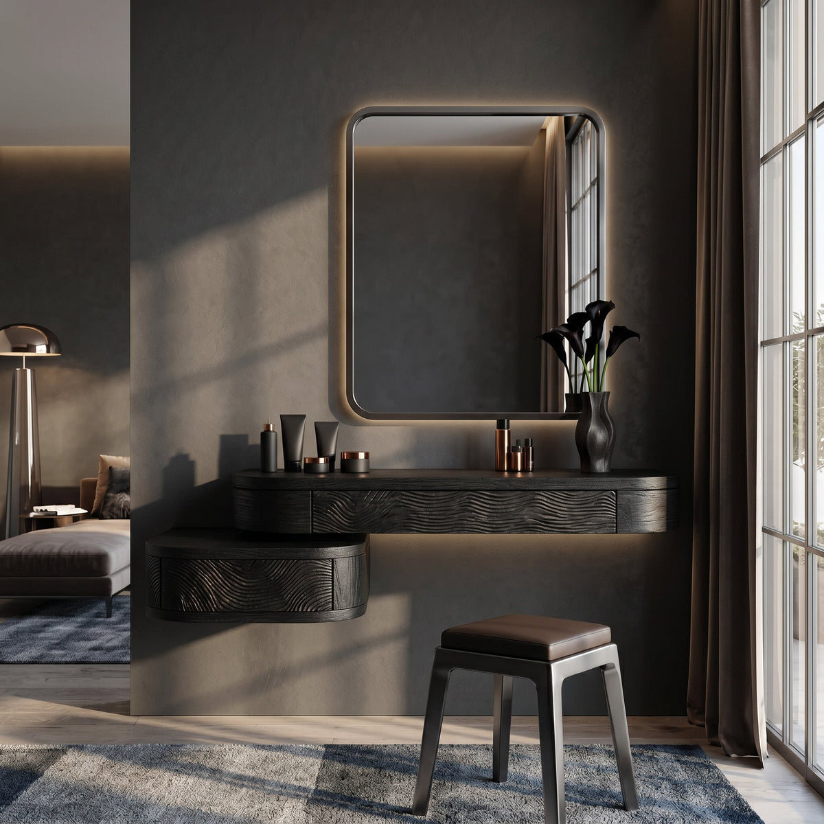 Modern Floating Makeup Vanity