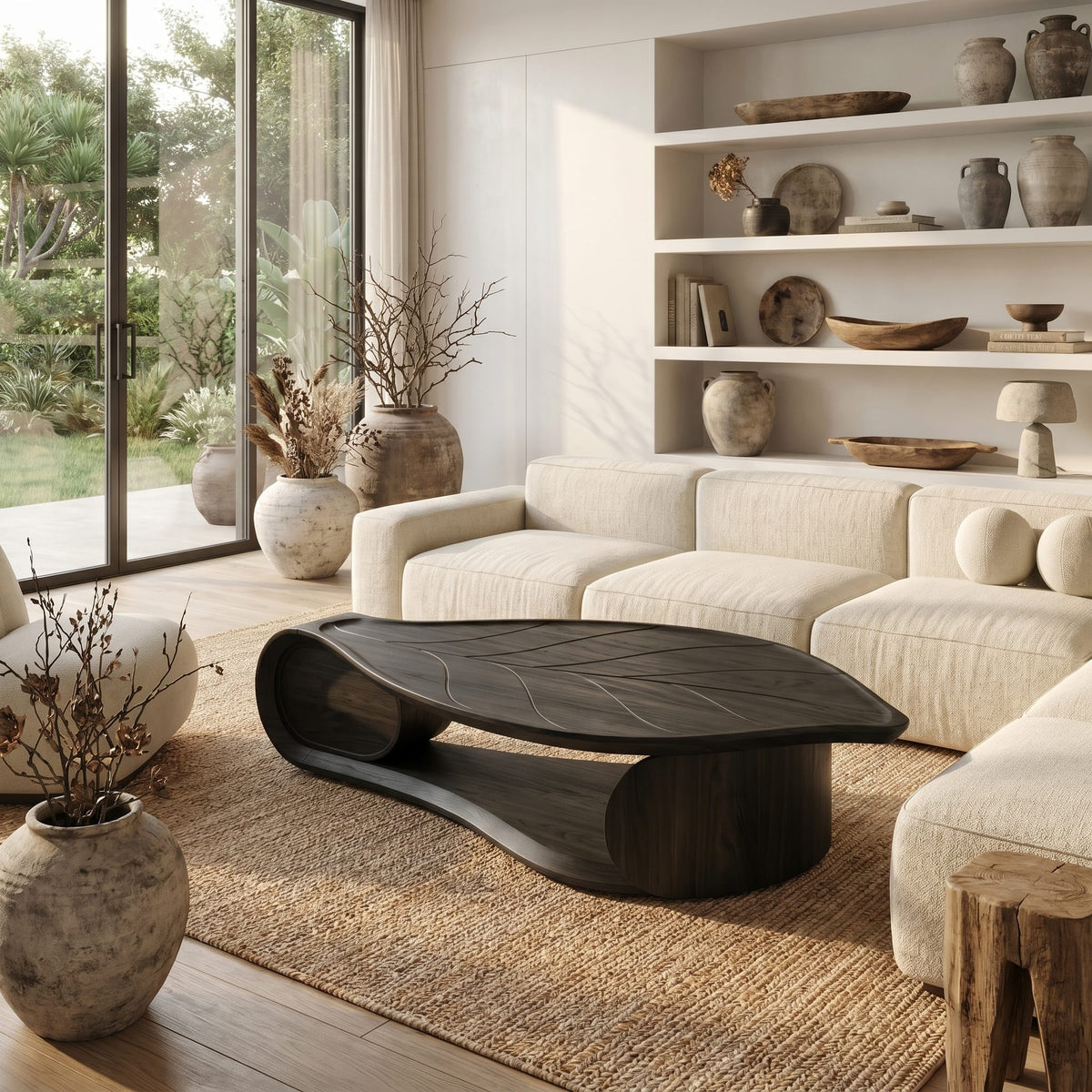 Sculptural Live Edge Abstract Coffee Table