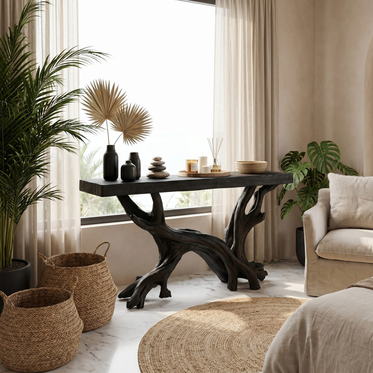 Rustic Console Table Living Room and Hallway, solid wood, built to order