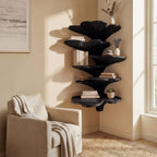 Boho Leaf Shaped Wooden Corner Shelf, solid wood, built to order