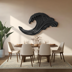 Abstract Ocean Wave Wall Sculpture, solid wood, built to order, view 4