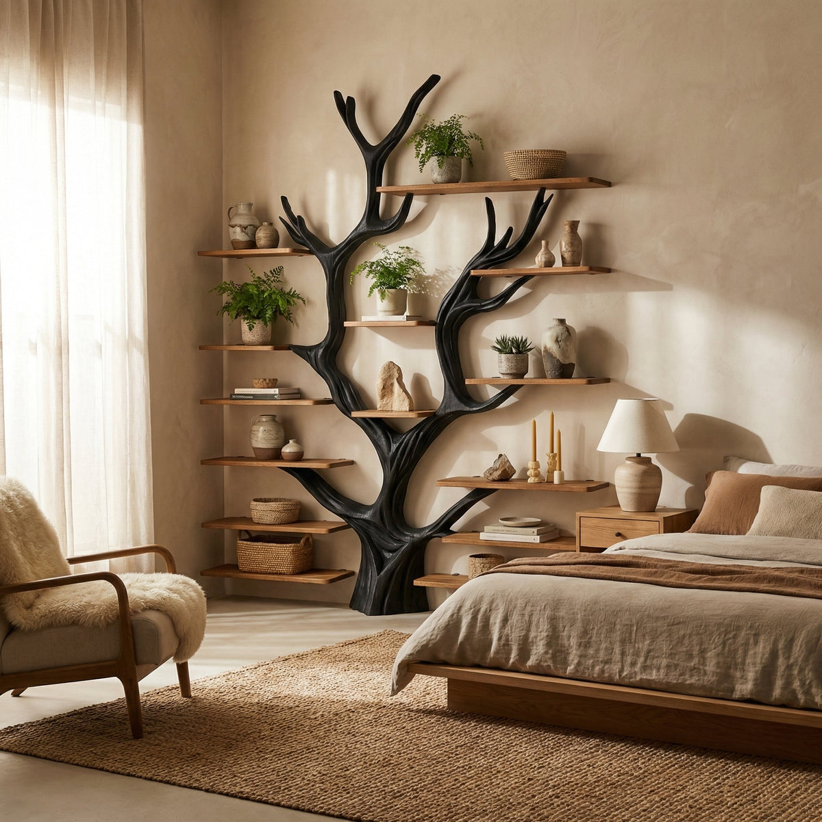 Sculptural Tree-inspired Tree Bookshelf