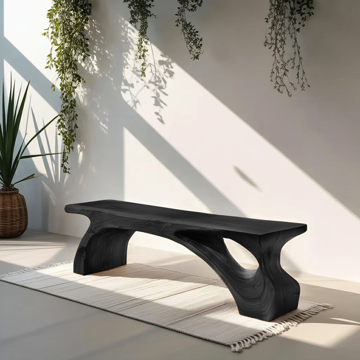 Organic Live Edge Bench, solid wood, built to order