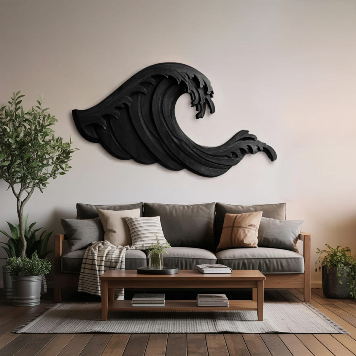 Organic Wave Hand-carved Wall Art