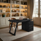 Contemporary Live Edge Office Desk with Storage Cabinet, solid wood, built to order