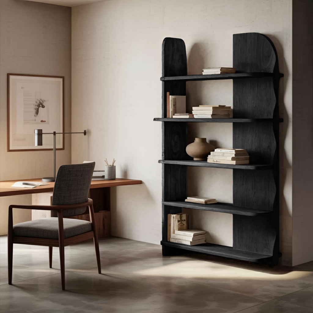 Minimalist Bookcase Sculptural Design, solid wood, built to order