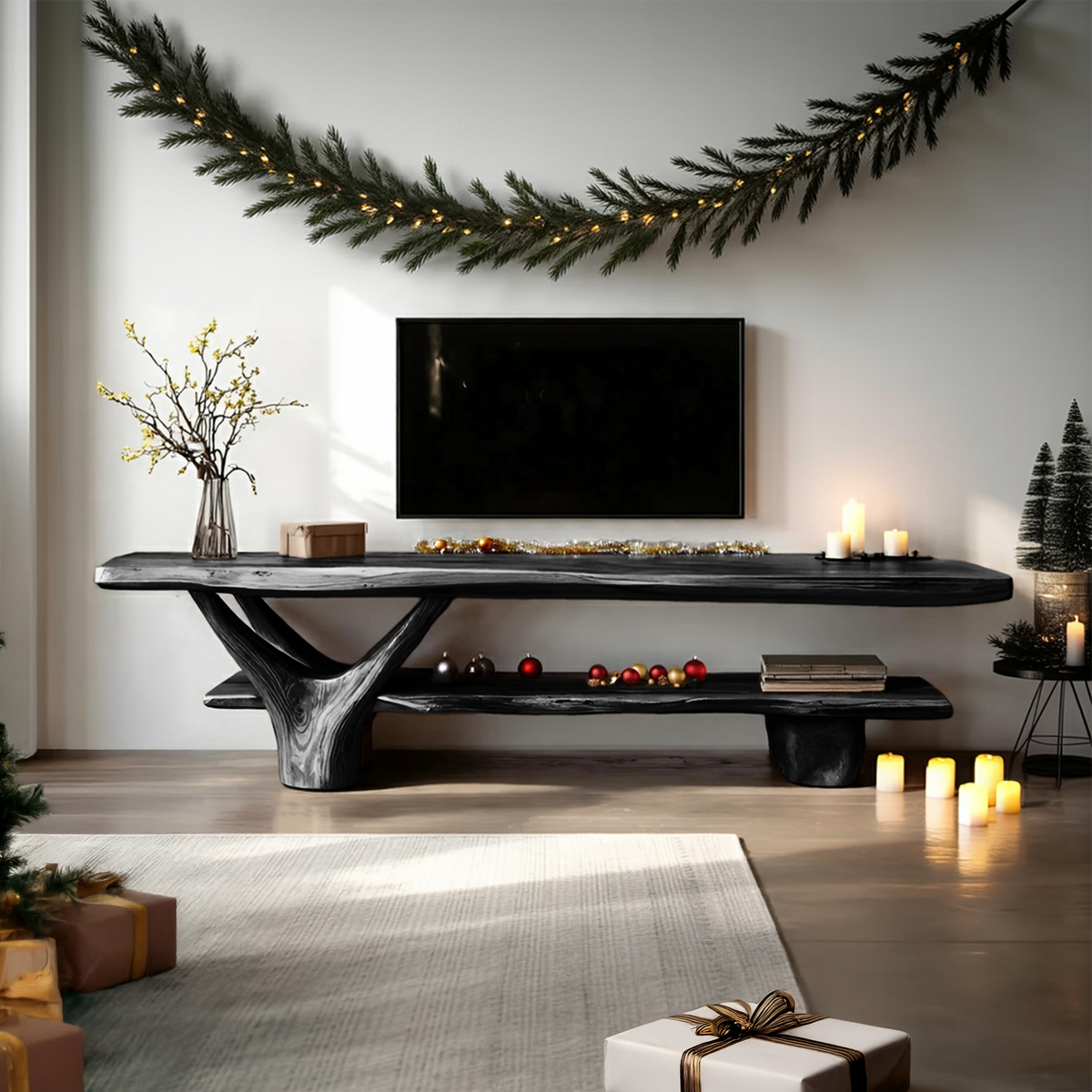 Live Edge TV Console, solid wood, built to order, view 4