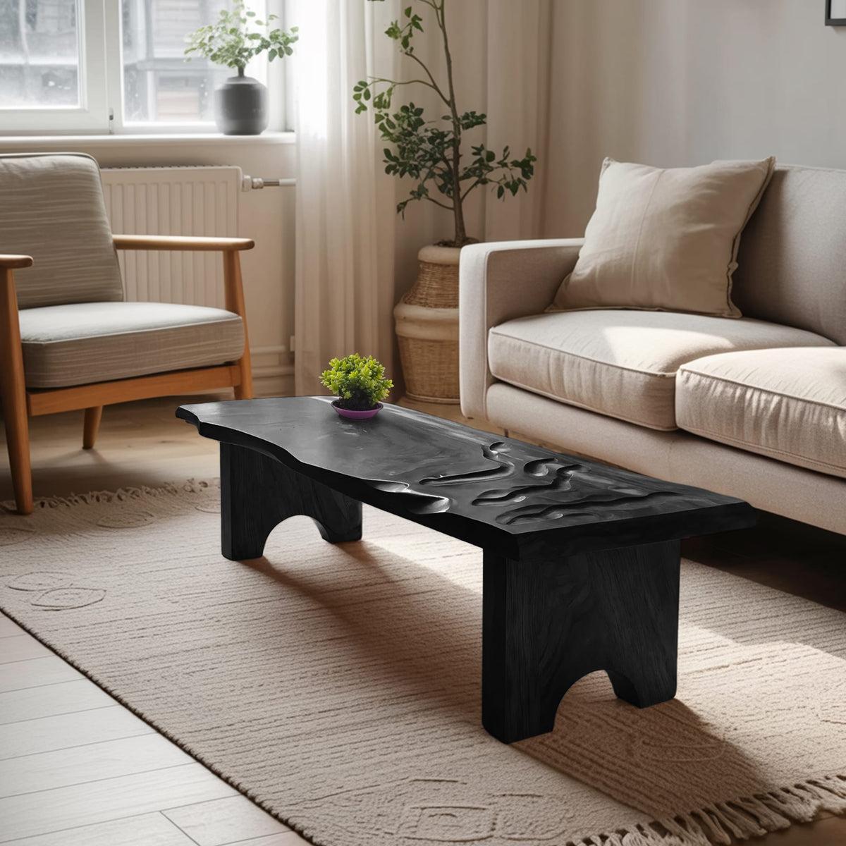 Mid Century Modern Abstract Coffee Table, solid wood, built to order
