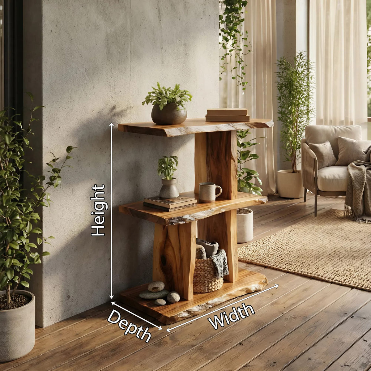 Live Edge Multi-tier Wall Shelf