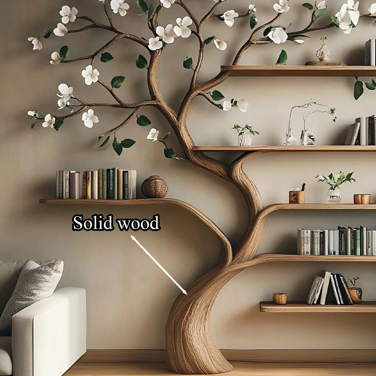 Bookcase Corner Shelf Shelves Gift Her, solid wood, built to order