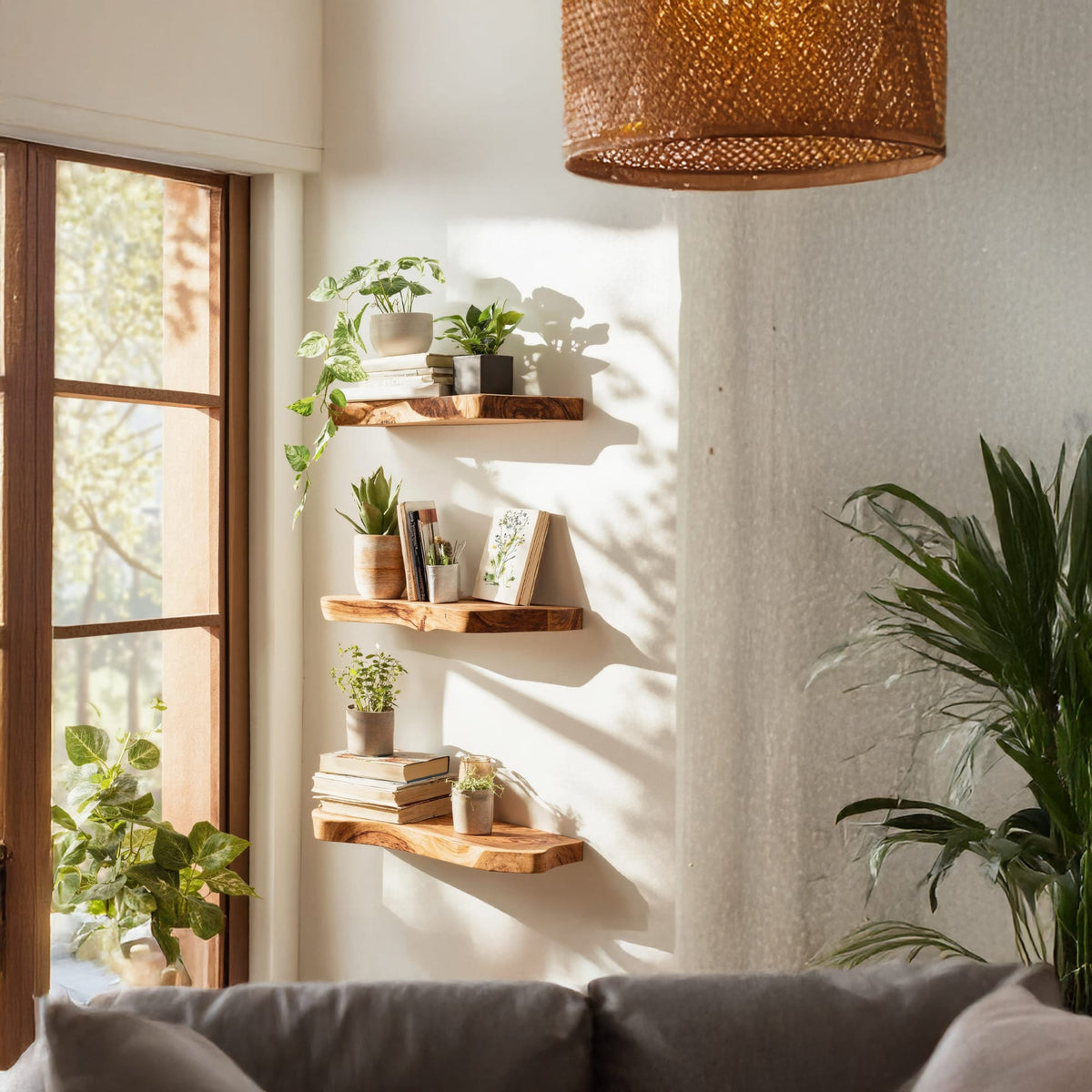 Live Edge Mounted Storage Floating Shelf