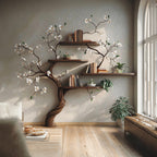 Tree Branch Bookcase Wall Mount Live Edge Shelf Decor Home, solid wood, built to order