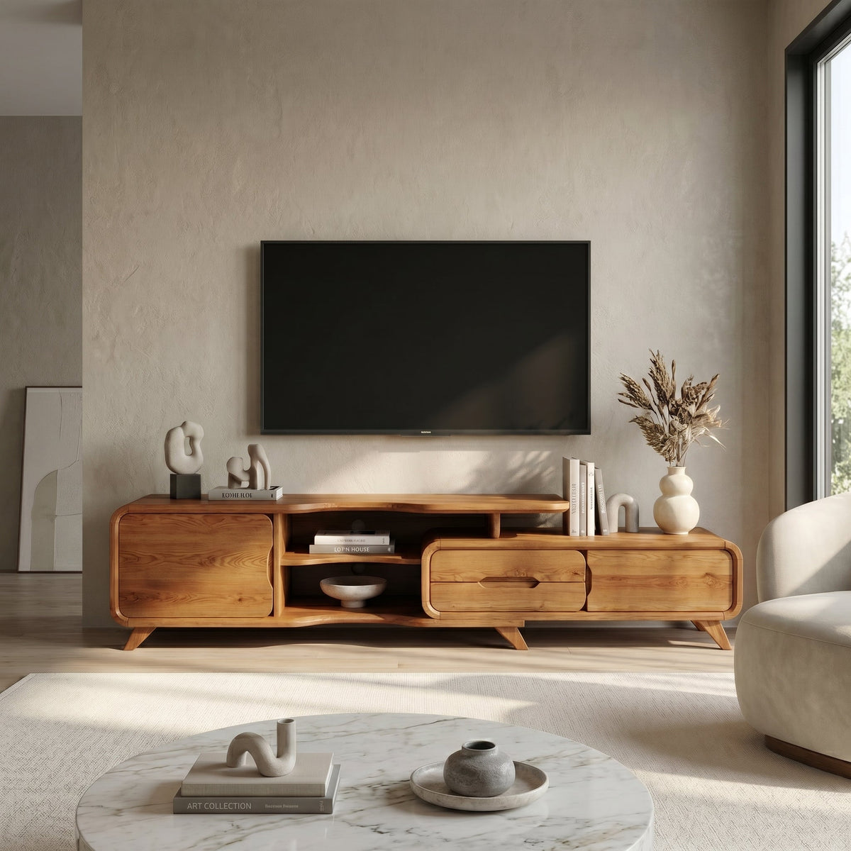 Modern Fluted TV Cabinet