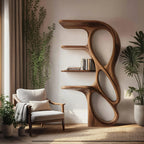 Contemporary Art Bookshelf, solid wood, built to order