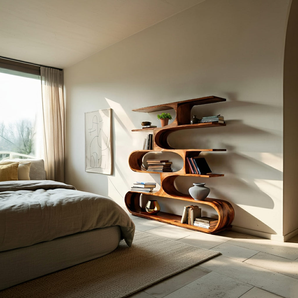 Artistic Curved Sculptural Bookshelf