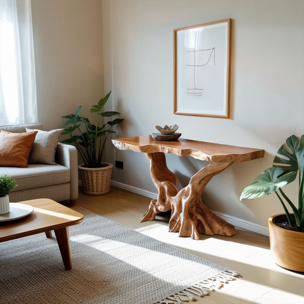 Mid Century Live Edge Sofa Console Table