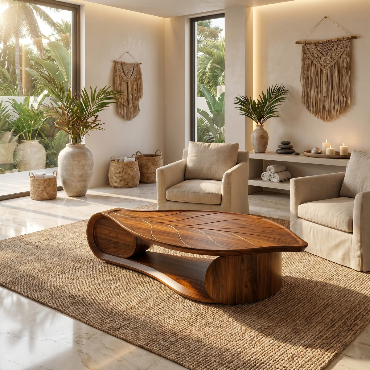 Sculptural Live Edge Abstract Coffee Table