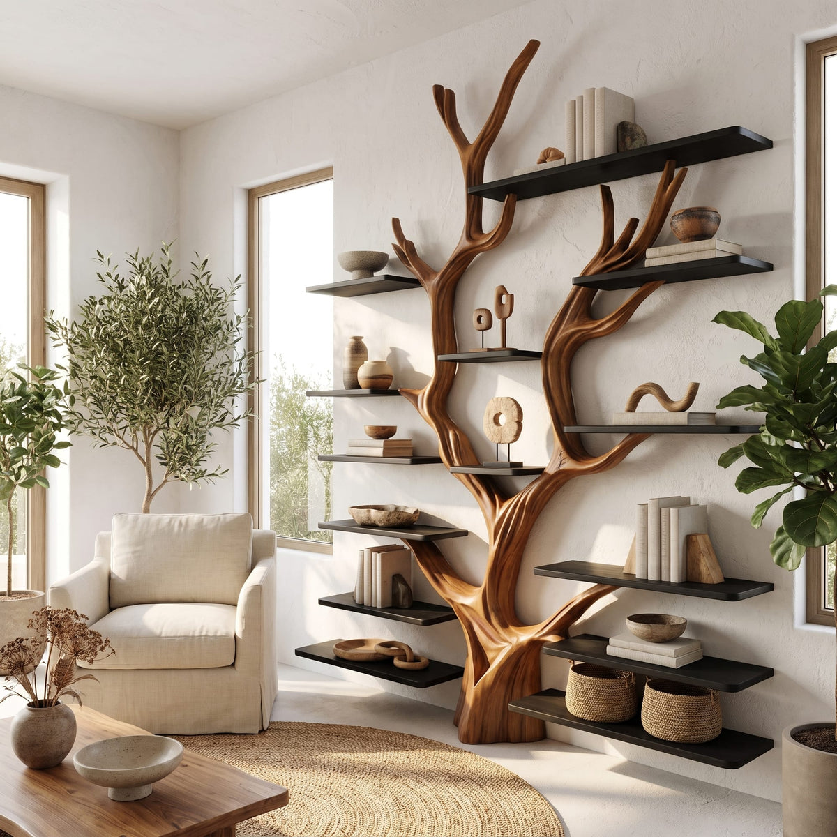Sculptural Tree-inspired Tree Bookshelf
