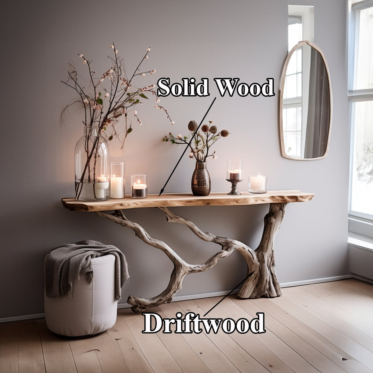 Floating Live Edge Side Table Handcrafted, solid wood, built to order