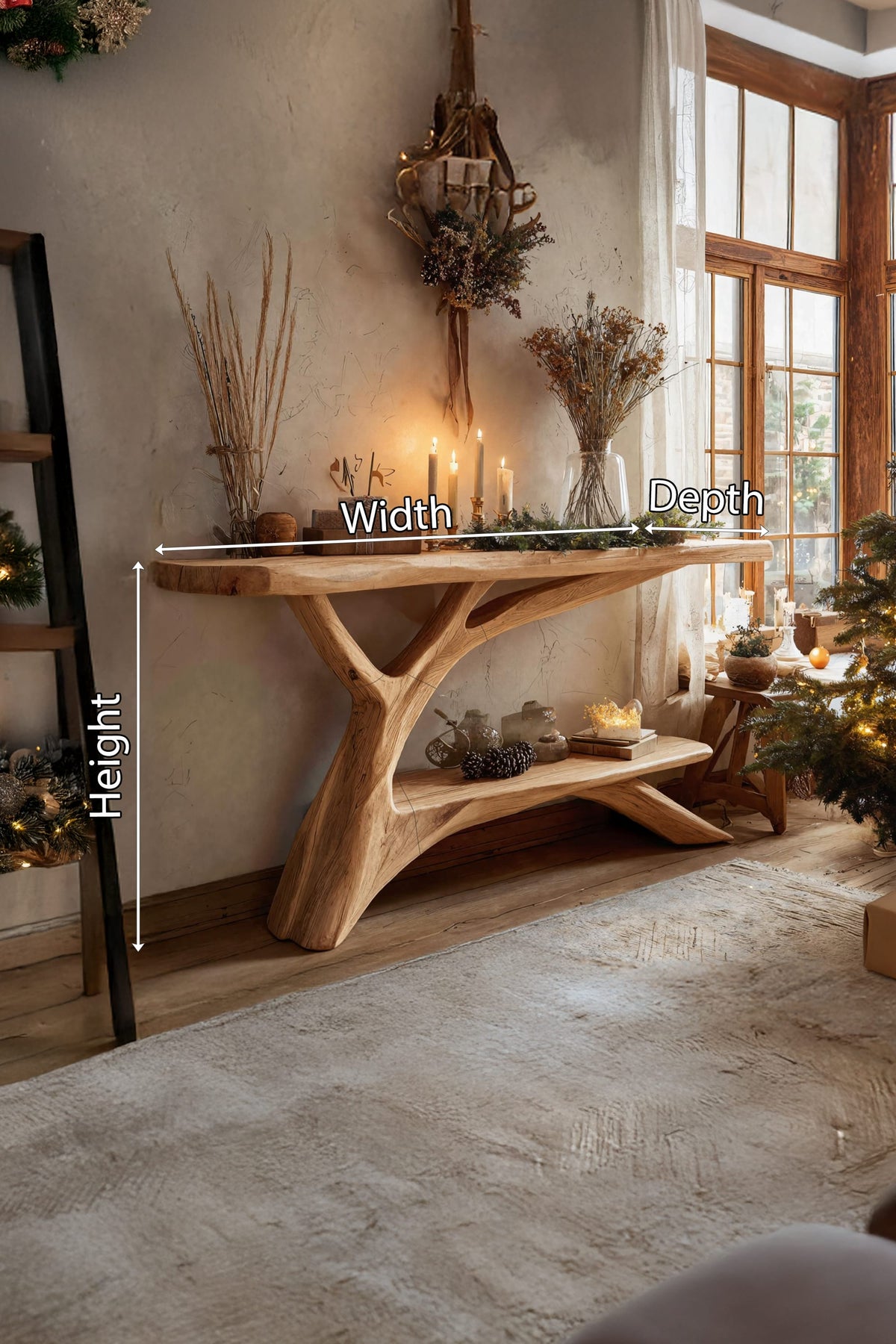 Solid Retro Mid Century Console Table